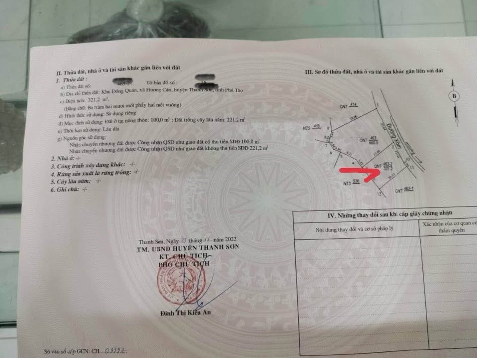 Đất thổ cư Hương Cần - Thanh Sơn 321m² giá thỏa thuận - Sổ đỏ chính chủ