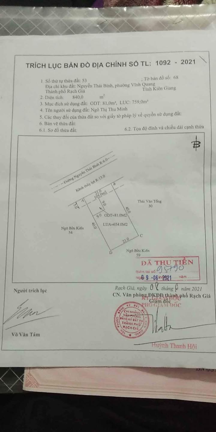 Đất nền Nguyễn Thái Bình, Rạch Giá 840m² - Cơ hội đầu tư hấp dẫn!