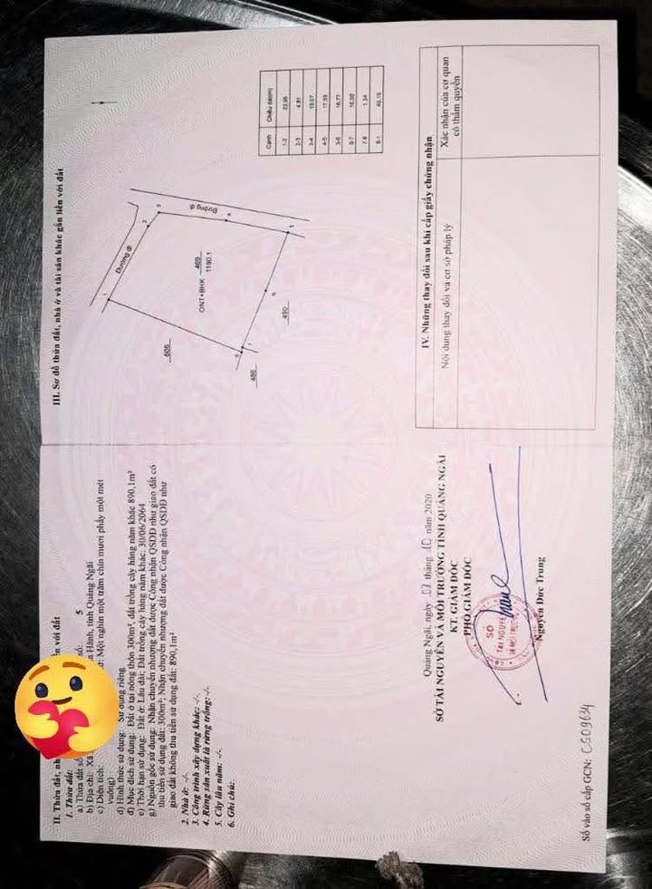 Mảnh vườn 2 mặt tiền đường Hành Nhân Nghĩa Hành 1200m² - Giá chỉ 1 tỷ VND!