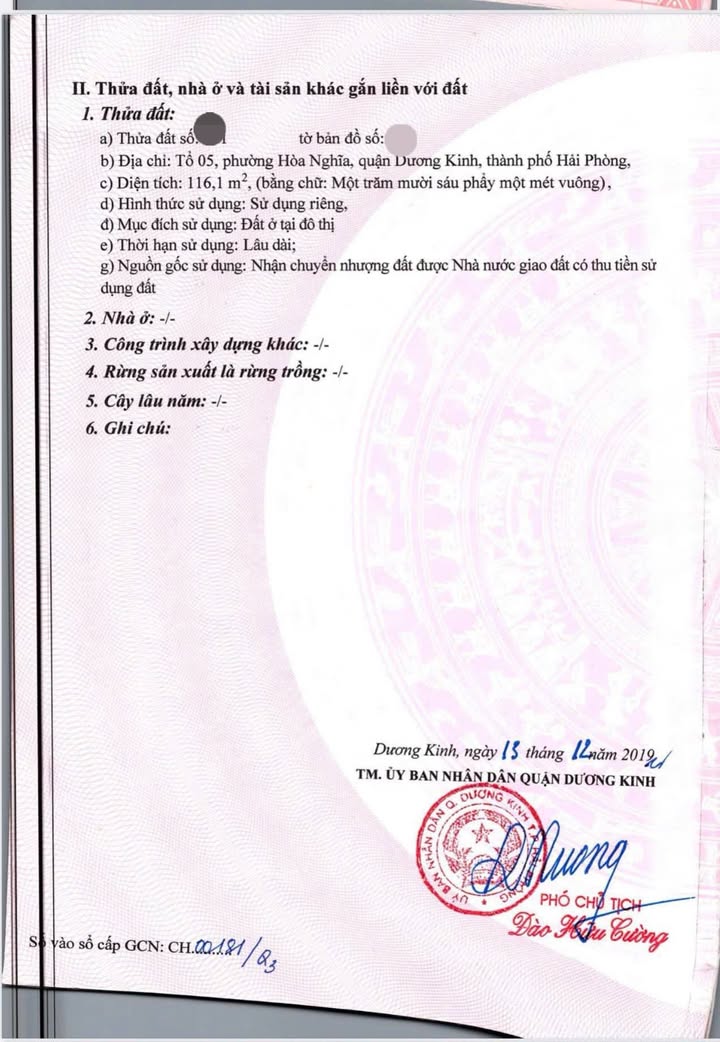 Lô đất đẹp Tổ 5 Hòa Nghĩa 116,1m² giá 2 tỷ - Phong thủy tốt, ô tô vào tận nơi!