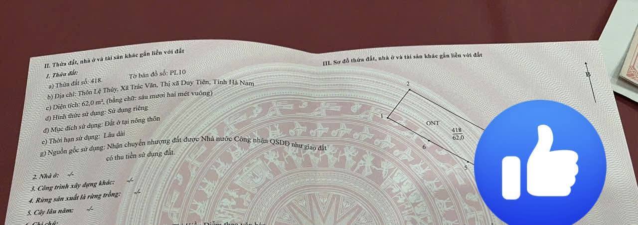 Đất nền Trác Văn, Duy Tiên 62m² giá chỉ 700 triệu - Đầu tư sinh lời ngay!