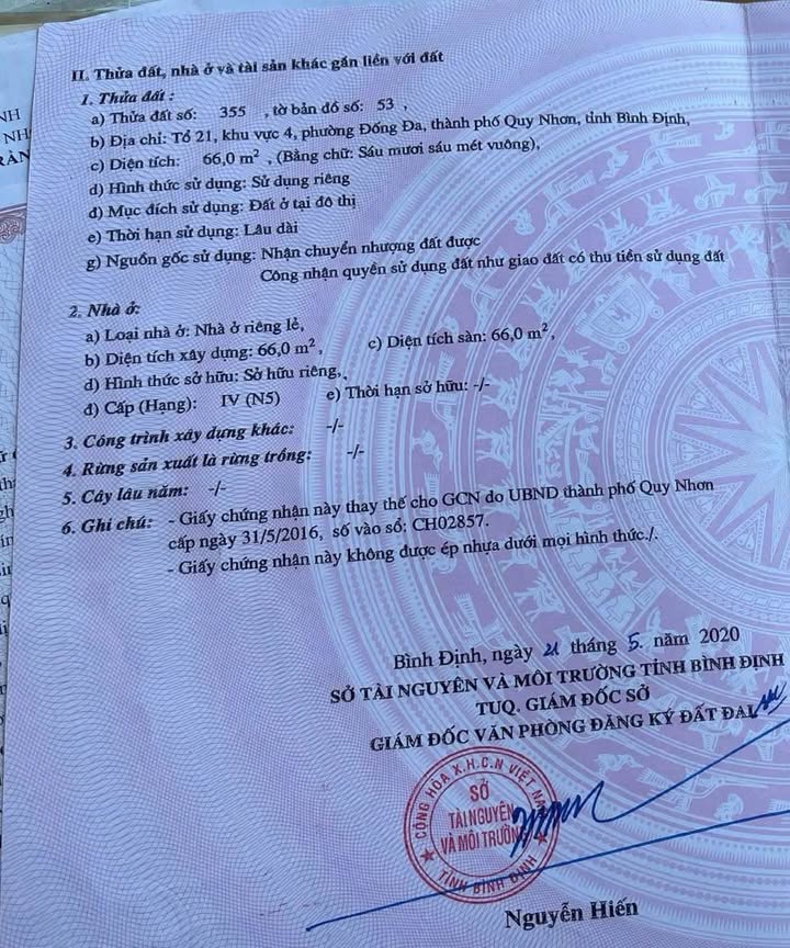 Nhà riêng hẻm 808 đường Trần Hưng Đạo, Quy Nhơn 66m² giá 1.9 tỷ - Tiện nghi đầy đủ!