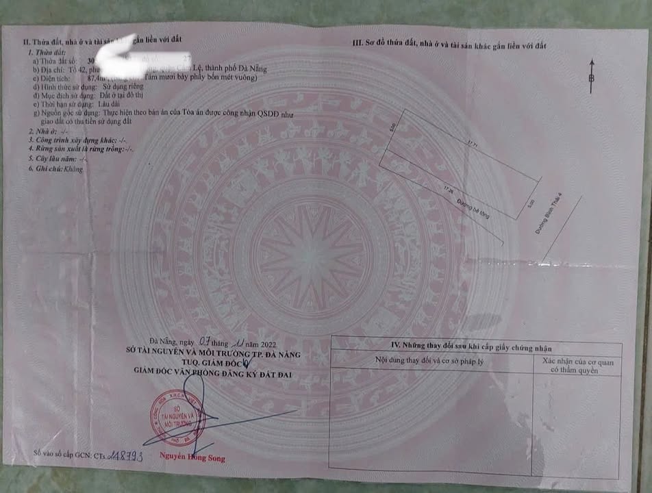 Đất 2 mặt tiền Bình Thái, Hòa Thọ Đông, 87m² giá 3.95 tỷ - Cơ hội đầu tư tuyệt vời!