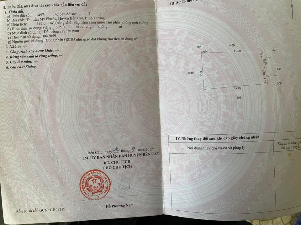 Đất nền chính chủ Bến Cát 1799m² - Tiềm năng đầu tư vượt trội!