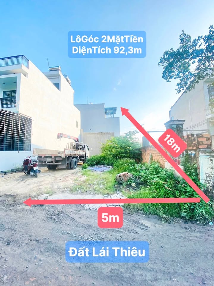 Đất lô góc 2 mặt tiền Lái Thiêu 92m² giá 2.8 tỷ - Đầu tư sinh lời ngay!