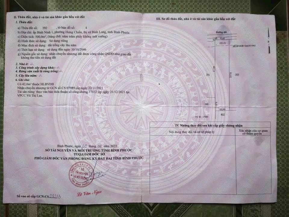 Đất nền khu phố Bình Ninh, phường Hưng Chiến, Bình Long 500m² giá 300 triệu - Đầu tư sinh lời tốt!