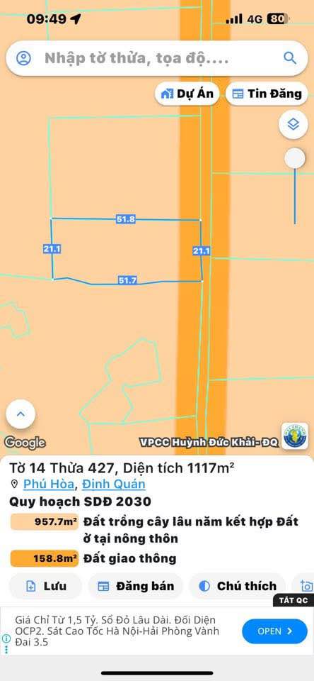 Đất nền 1100m² xã Phú Hòa, giá 900 triệu - Sổ đỏ chính chủ, thuận tiện an cư!