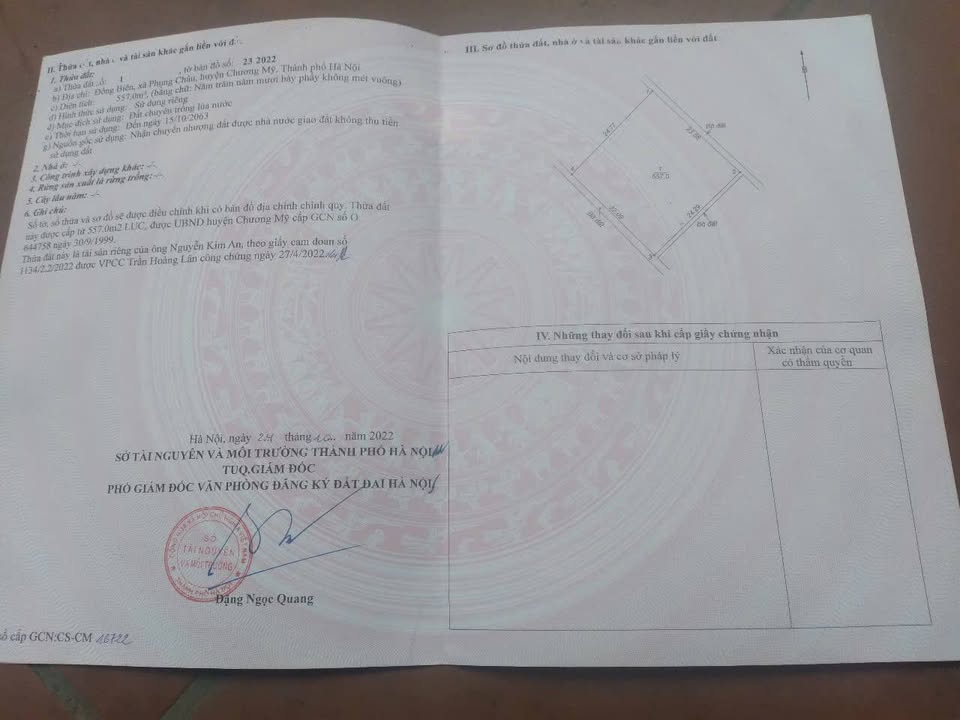 Đất nông nghiệp 557m² Phụng Châu, Chương Mỹ - Sổ đỏ chính chủ, giá thỏa thuận!