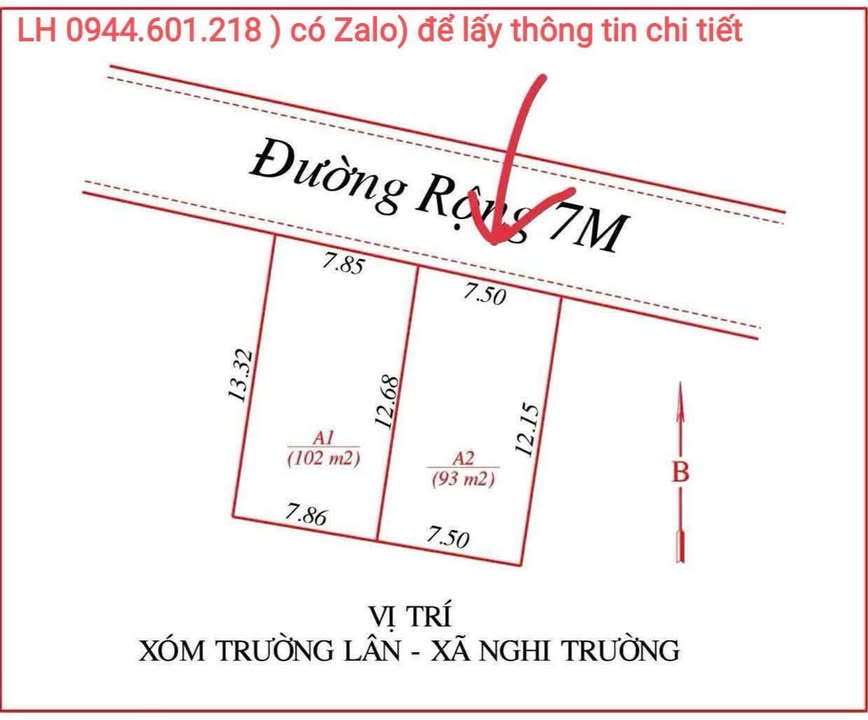 Lô đất 93m² Nghi Trường giá 700 triệu - Mặt tiền rộng 7m, đầu tư sinh lời!