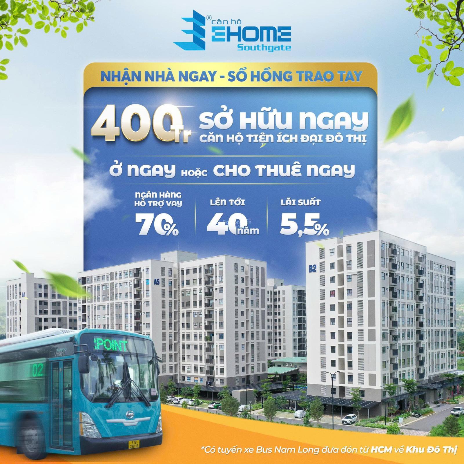 Căn hộ Ehome Southgate Bến Lức 51m² giá 1.2 tỷ - Sở hữu ngay với chỉ 400 triệu