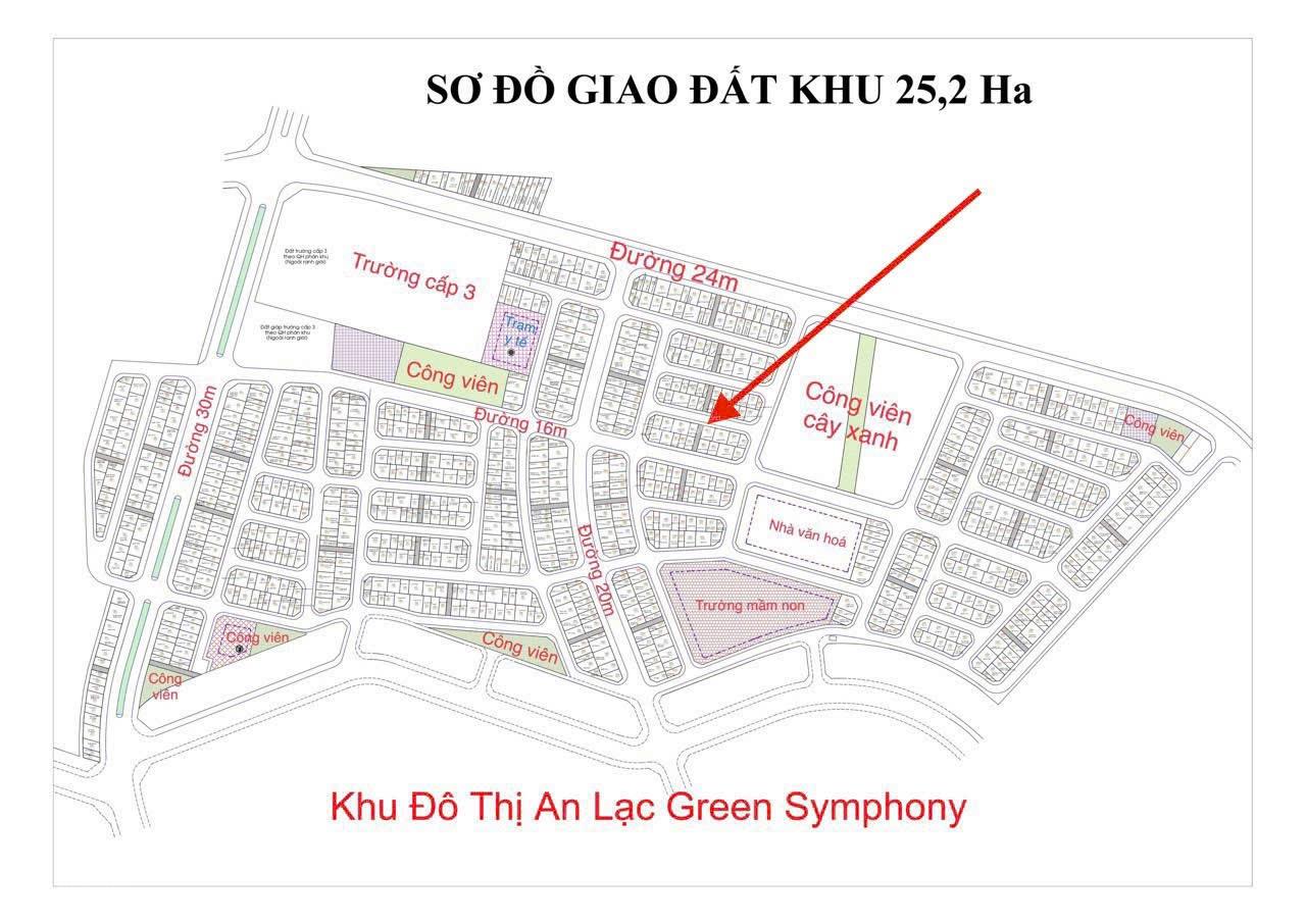 Lô đất An Lạc Green Symphony Vân Canh 109m² giá 19.07 tỷ - Mặt tiền 9.9m, vị trí đắc địa!