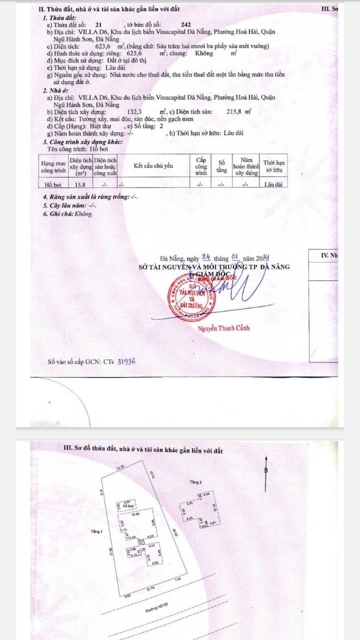 Căn villa Ocean Villas Đà Nẵng 623.6m² giá 34 tỷ - View biển tuyệt đẹp, đầu tư sinh lời!