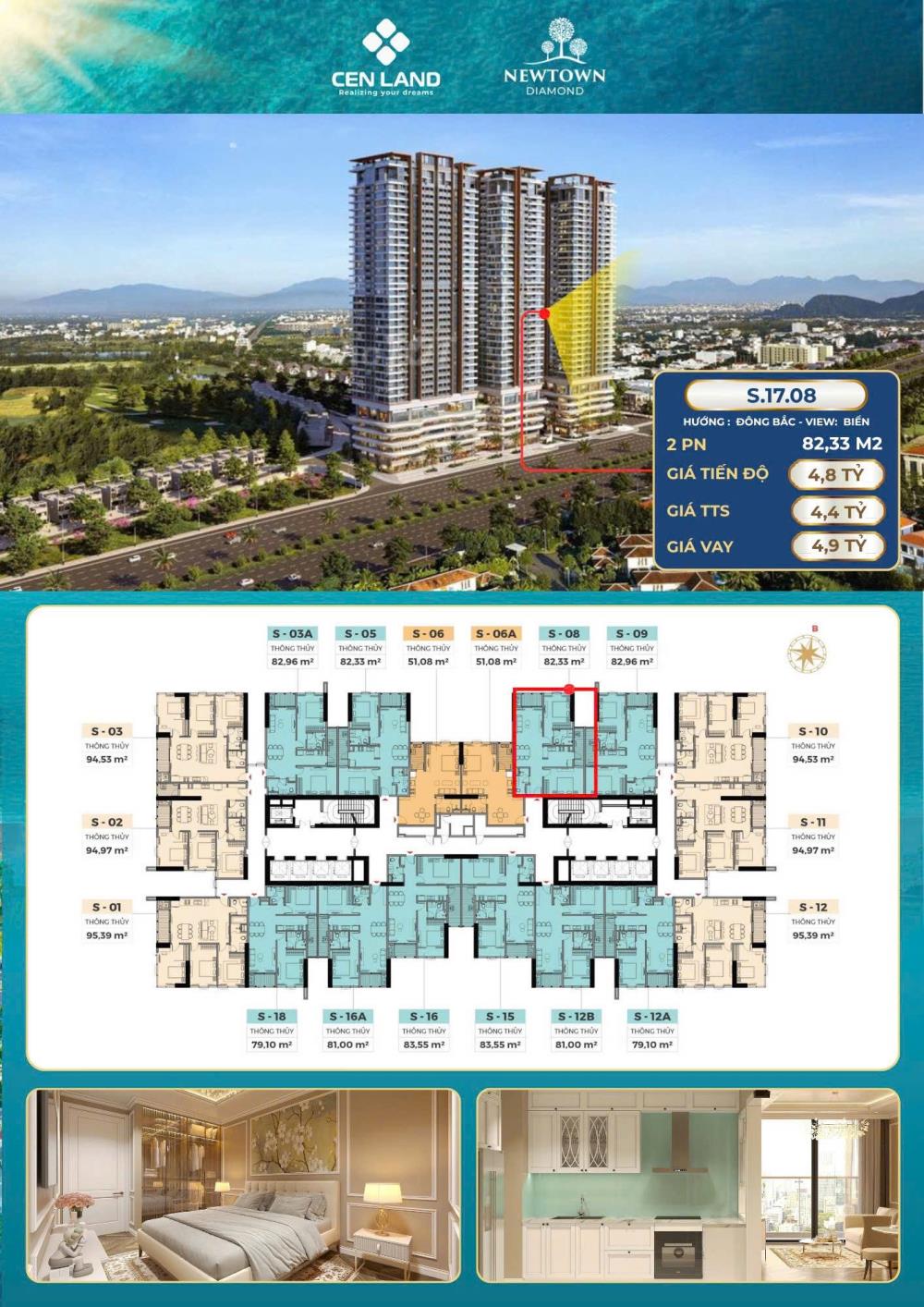 Căn hộ NewTown Đà Nẵng 82,33m² giá chỉ 4 tỷ - View biển tuyệt đẹp!