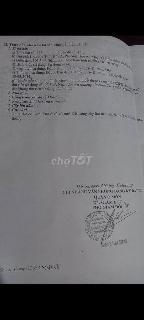 Đất thổ cư 103m² Phường Thới An - Sổ hồng chính chủ, giá 350 triệu!