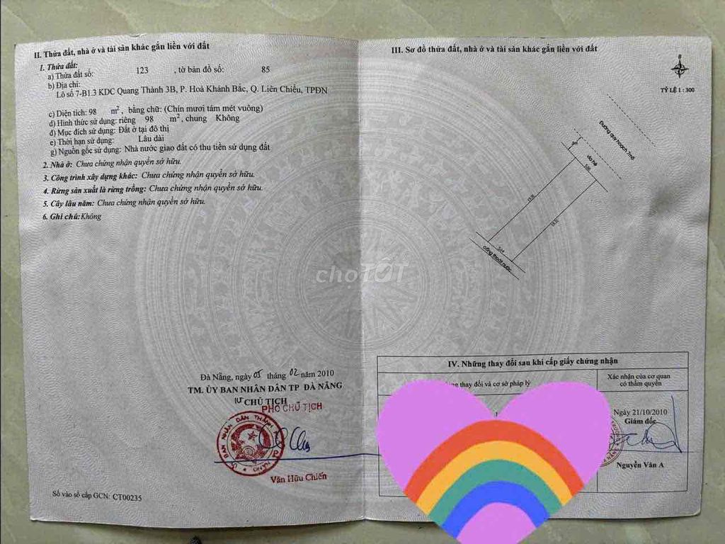 Bán Đất Bàu Vàng 3, Đà Nẵng 98m² giá 4.55 tỷ - Đối diện công viên thoáng mát!