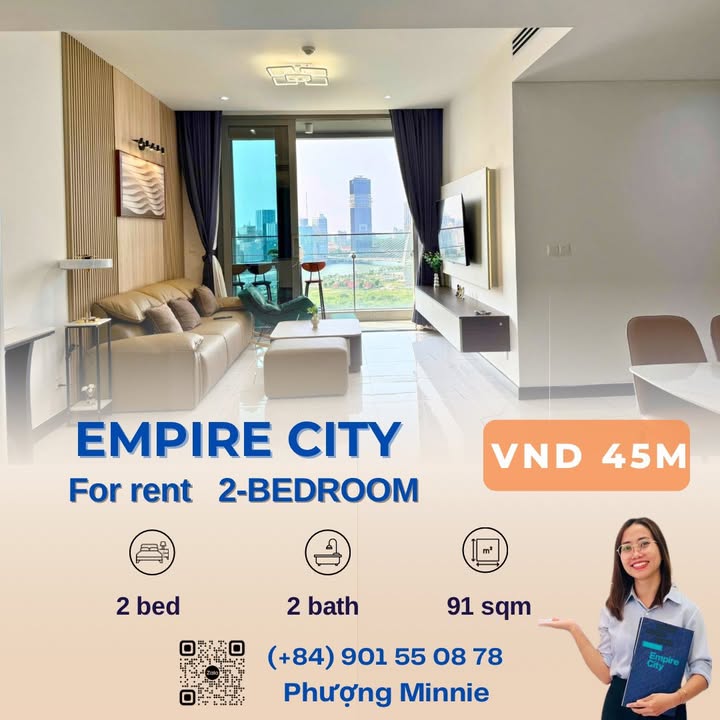 Căn hộ Empire City 91m² giá 45 triệu - View sông tuyệt đẹp!