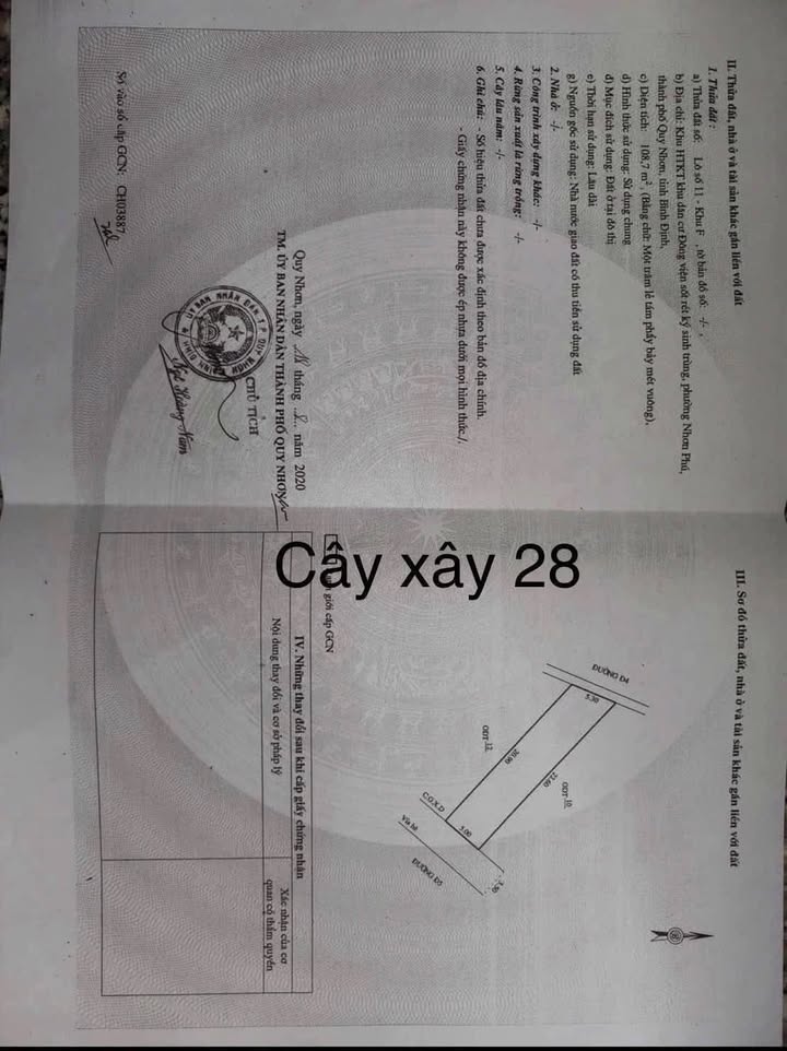 Đất nền 2 mặt tiền Nhơn Phú 108m² giá 2.75 tỷ - Cơ hội đầu tư hấp dẫn!