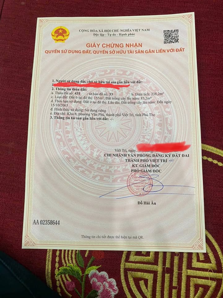 Đất ở Vân Phú Việt Trì 238m² giá 3.573 tỷ - Chính chủ bán gấp!