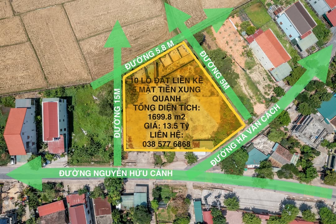 Đất liền kề Nguyễn Hữu Cảnh 1699m² giá 13.5 tỷ - Cơ hội đầu tư hiếm có!