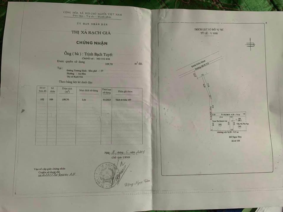 Đất nền 109.7m² hẻm Trần Hữu Độ, Rạch Giá - Giá chỉ 370 triệu!