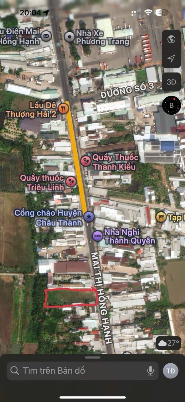 Đất nền mặt tiền đường Mai Thị Hồng Hạnh 1674m² giá 24 tỷ - Tiềm năng tăng giá cao!