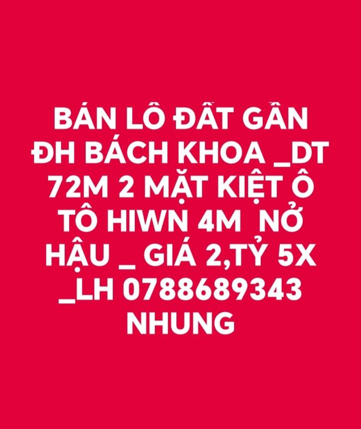 Lô đất 2 mặt kiệt ô tô Hòa Khánh Bắc, Đà Nẵng 72m² - Sổ đỏ chính chủ!