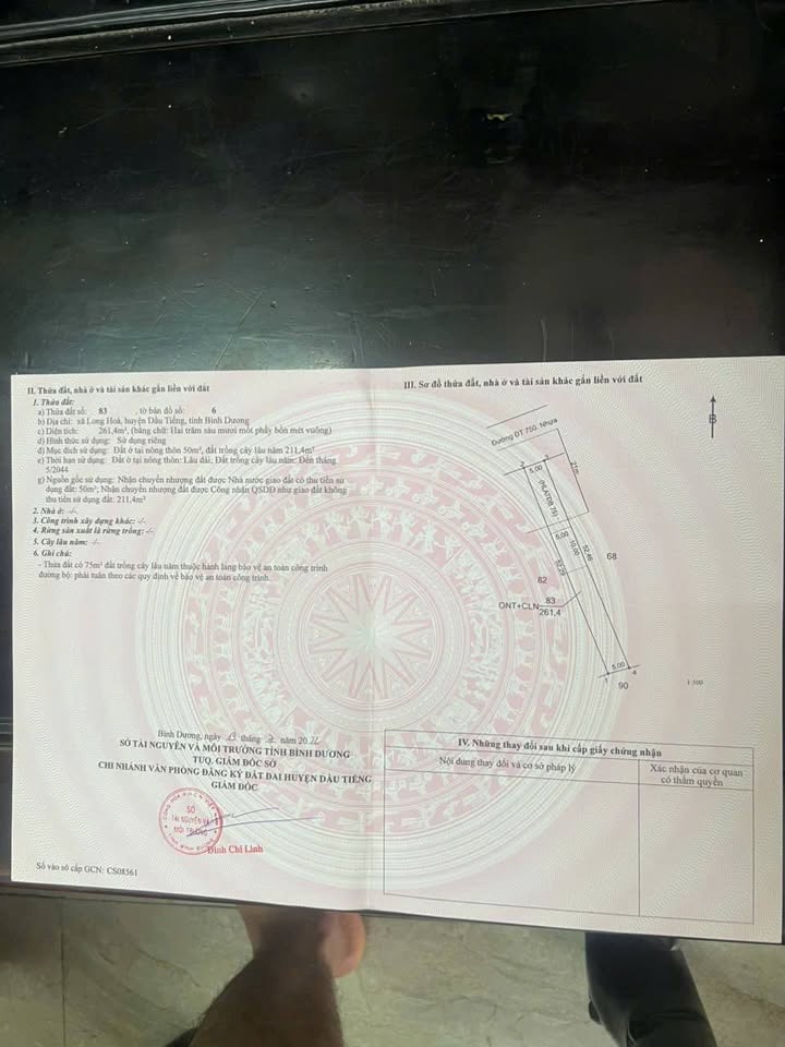 Đất thổ cư 260m² tại ĐT750, Long Hòa, Dầu Tiếng, chỉ 1.3 tỷ - Sổ đỏ chính chủ!