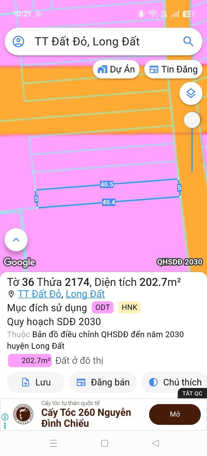 Đất thổ cư Đất Đỏ 200m² giá 1.2 tỷ - Mặt tiền đường Lê Thị Hồng Gấm