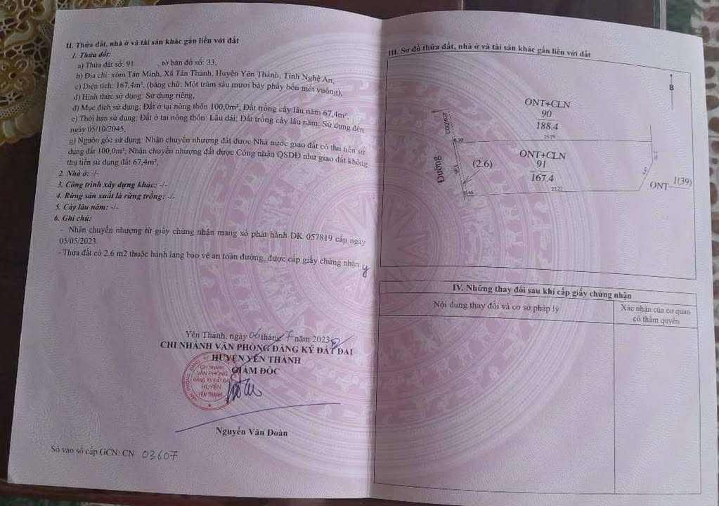 Đất nền xã Tân Thành, huyện Yên Thành, Nghệ An giá 800 triệu - Đầu tư sinh lời ngay!