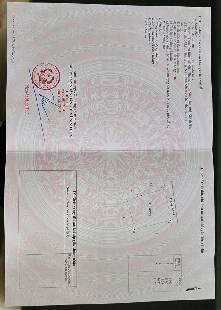 Đất thổ cư Ninh Phụng 545m² giá 500 triệu - Cơ hội đầu tư hấp dẫn!