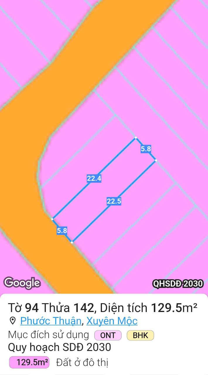 Đất nền Phước Thuận Xuyên Mộc 139m² - Giá cực hấp dẫn cho nhà đầu tư!