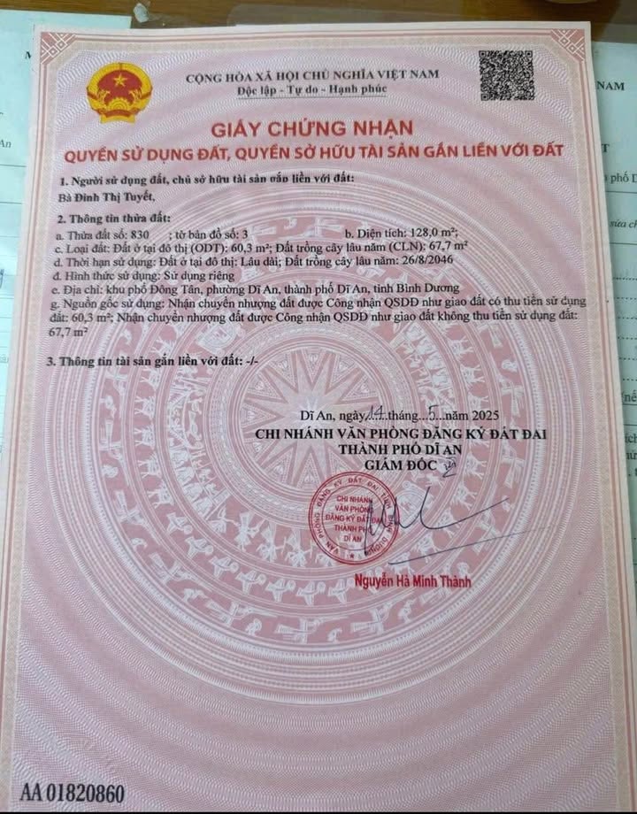 Đất mặt tiền kinh doanh Dĩ An 128m² giá 6.8 tỷ - Cơ hội đầu tư không thể bỏ qua!