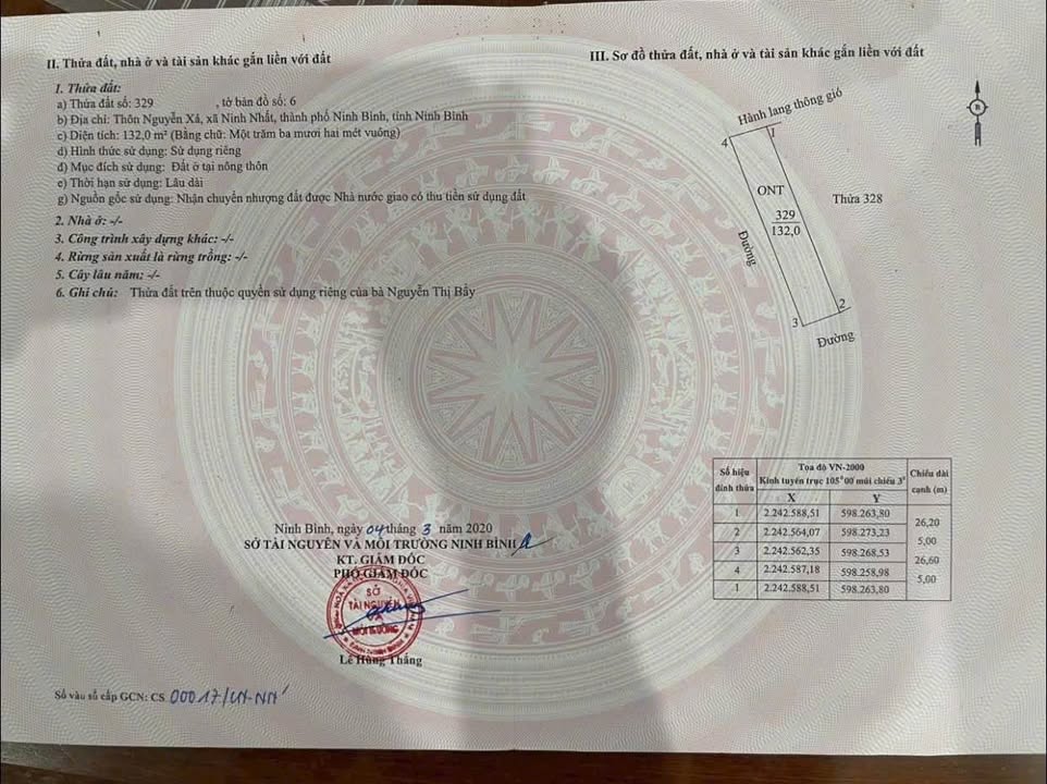 Đất nền Nguyễn Xá, Ninh Nhất, 132m² - Giá chỉ 6 tỷ, bán gấp!