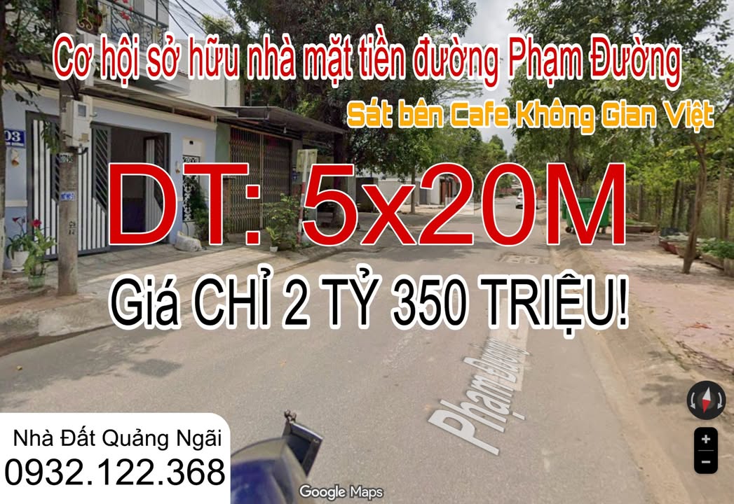 Nhà Mặt Tiền Đường Phạm Đường Quảng Ngãi 100m² giá 2.35 tỷ - Cơ hội đầu tư sinh lời!