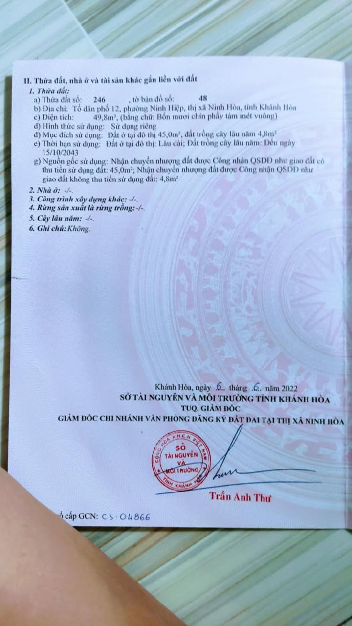 Đất nền phường Ninh Hiệp 50m² giá 800 triệu - Đầy đủ pháp lý, gần chợ!