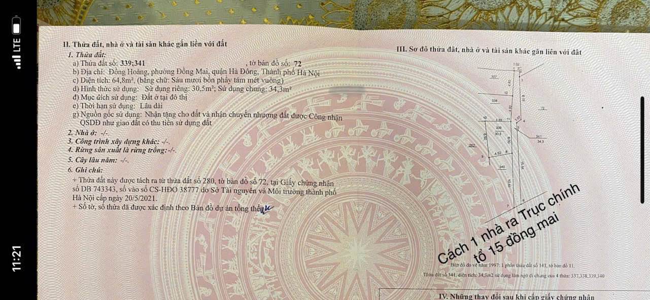 Đất nền Đồng Mai Hà Đông 30,5m² chỉ 2 tỷ - Sổ hồng chính chủ, 2 mặt thoáng!