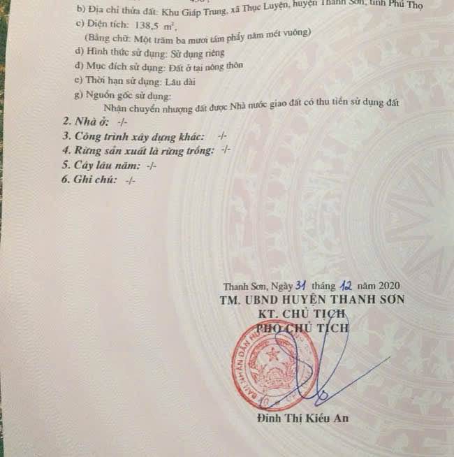 Đất nền xã Thục Luyện, huyện Thanh Sơn, 137.5m² - Giá hợp lý chỉ 850 triệu!