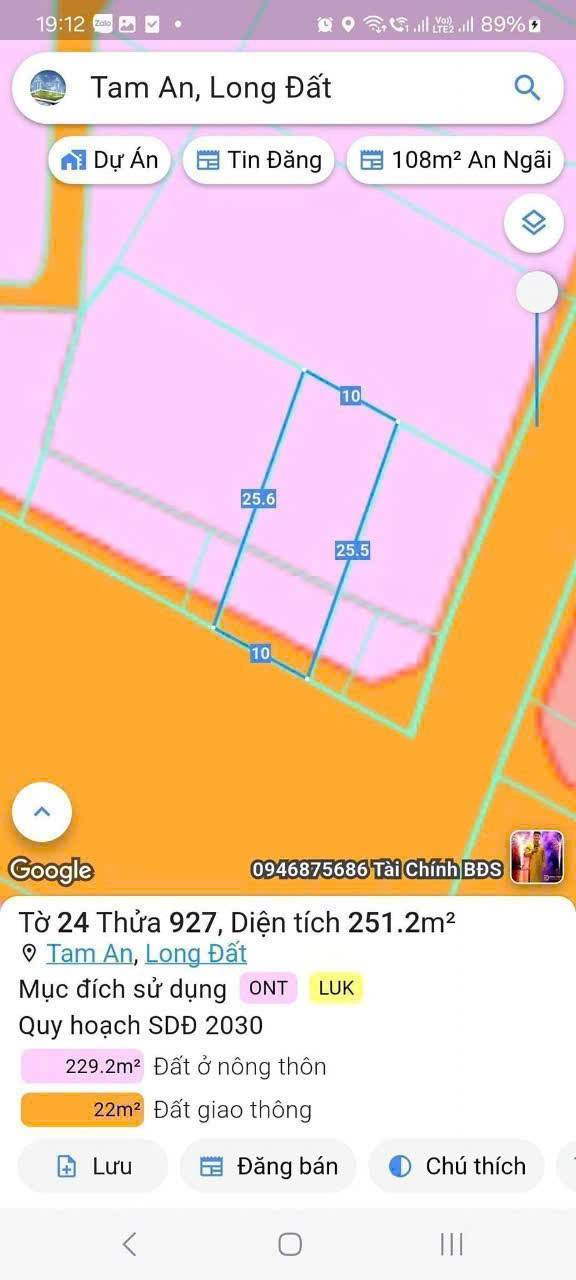 Đất mặt tiền Tỉnh Lộ 44B, xã Tam An, huyện Long Đất 125m² - Vị trí đắc địa cho kinh doanh!