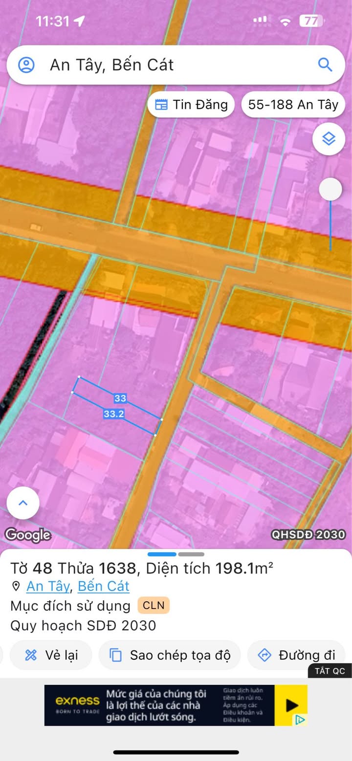 Đất thổ cư An Tây Bến Cát 198m² giá 1.2 tỷ - Cơ hội đầu tư hấp dẫn!