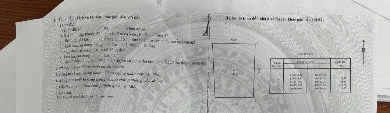 Đất thổ cư xã Hồ Tràm 635m² chỉ 3.8 tỷ - Tiềm năng nghỉ dưỡng cao!