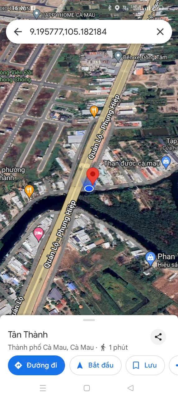 Đất thổ cư 322,2m² tại Tân Thành, Cà Mau - Vị trí đắc địa, giá tốt chỉ 4.5 tỷ!