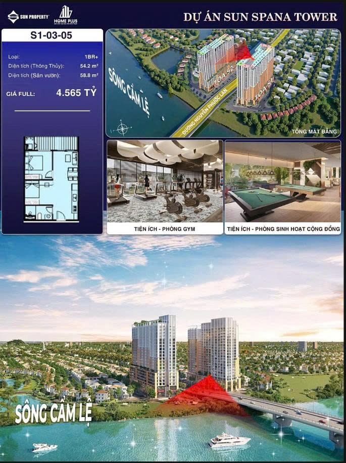 Căn hộ Spana Tower Đà Nẵng 54m² giá 4.565 tỷ - View sân vườn tuyệt đẹp!