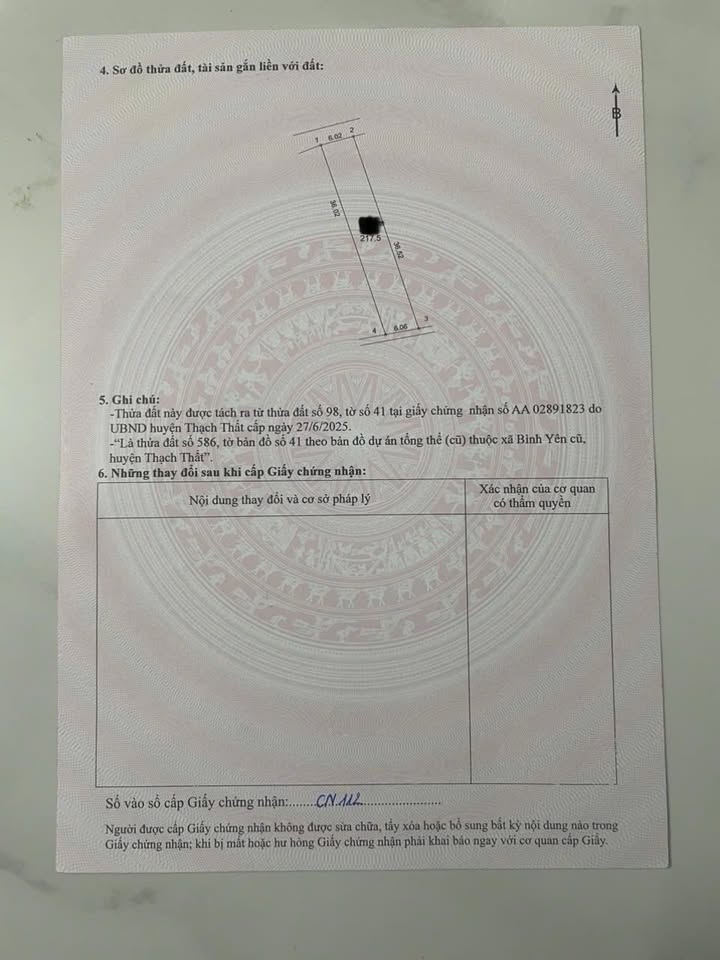 Đất nền 217m² tại Thạch Thất - Giá hợp lý, đầu tư sinh lời!