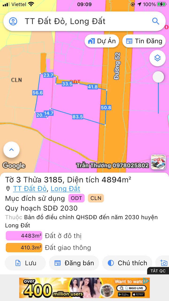 Lô Đất 4894m² mặt tiền đường TL52 - Đầu tư sinh lời tại Đất Đỏ