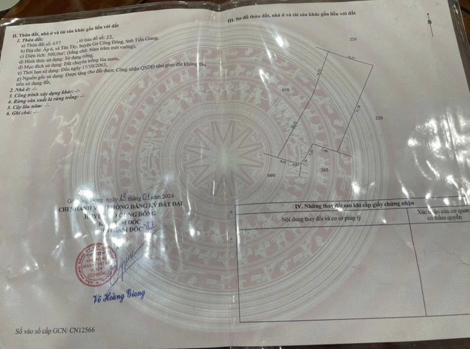 Đất nền 500m² tại Ấp 6, Tân Đông, Gò Công Đông - Giá 600 triệu, Sổ hồng chính chủ!