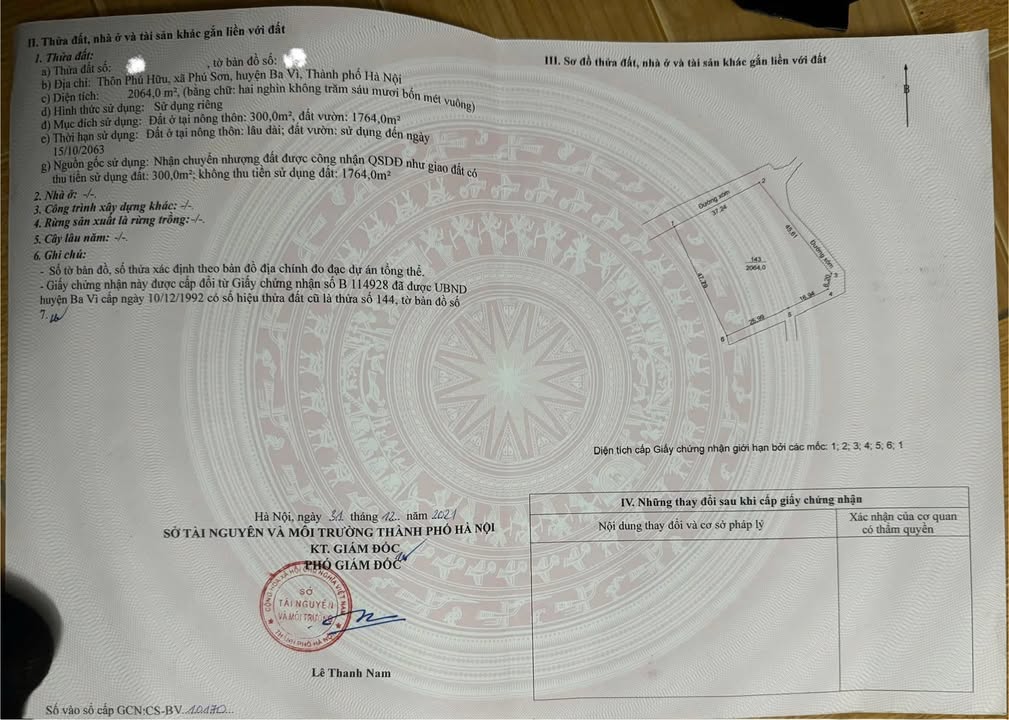 Đất thổ cư 2064m² Phú Sơn, Ba Vì - Giá chỉ 8.256 tỷ, cơ hội đầu tư tuyệt vời!