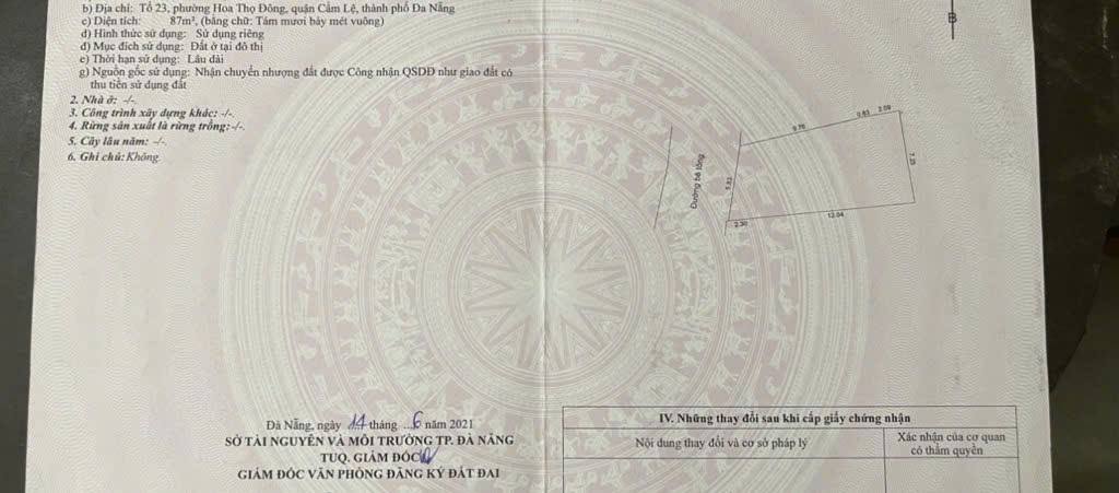 Đất nền Cẩm Lệ Đà Nẵng 87m² giá 3.55 tỷ - Đường ô tô tránh nhau thoải mái!