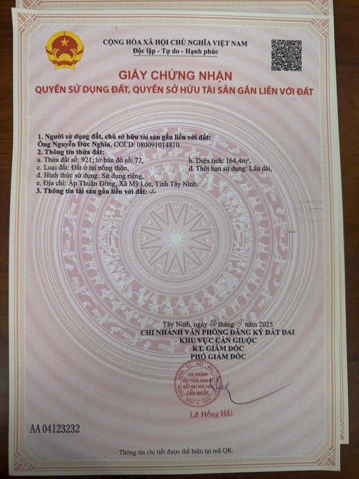 Đất thổ cư 164m² ấp Thuận Đông, Cần Giuộc giá chỉ 870 triệu - Đầu tư sinh lời cao!