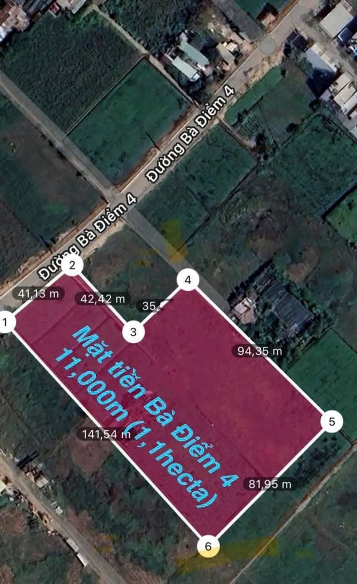 Đất nền mặt tiền Bà Điểm 4, Hóc Môn 11.000m² giá 88 tỷ - Cơ hội đầu tư sinh lời!