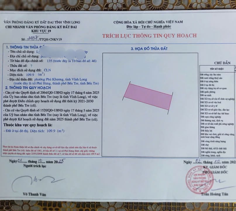 Đất nền xã Phú Hưng, Bến Tre 110m² giá 330 triệu - Cơ hội đầu tư tuyệt vời!